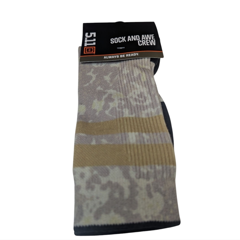 5.11 Tactical Men's Punctarn Badlands Tan Crew Socks Size Medium
